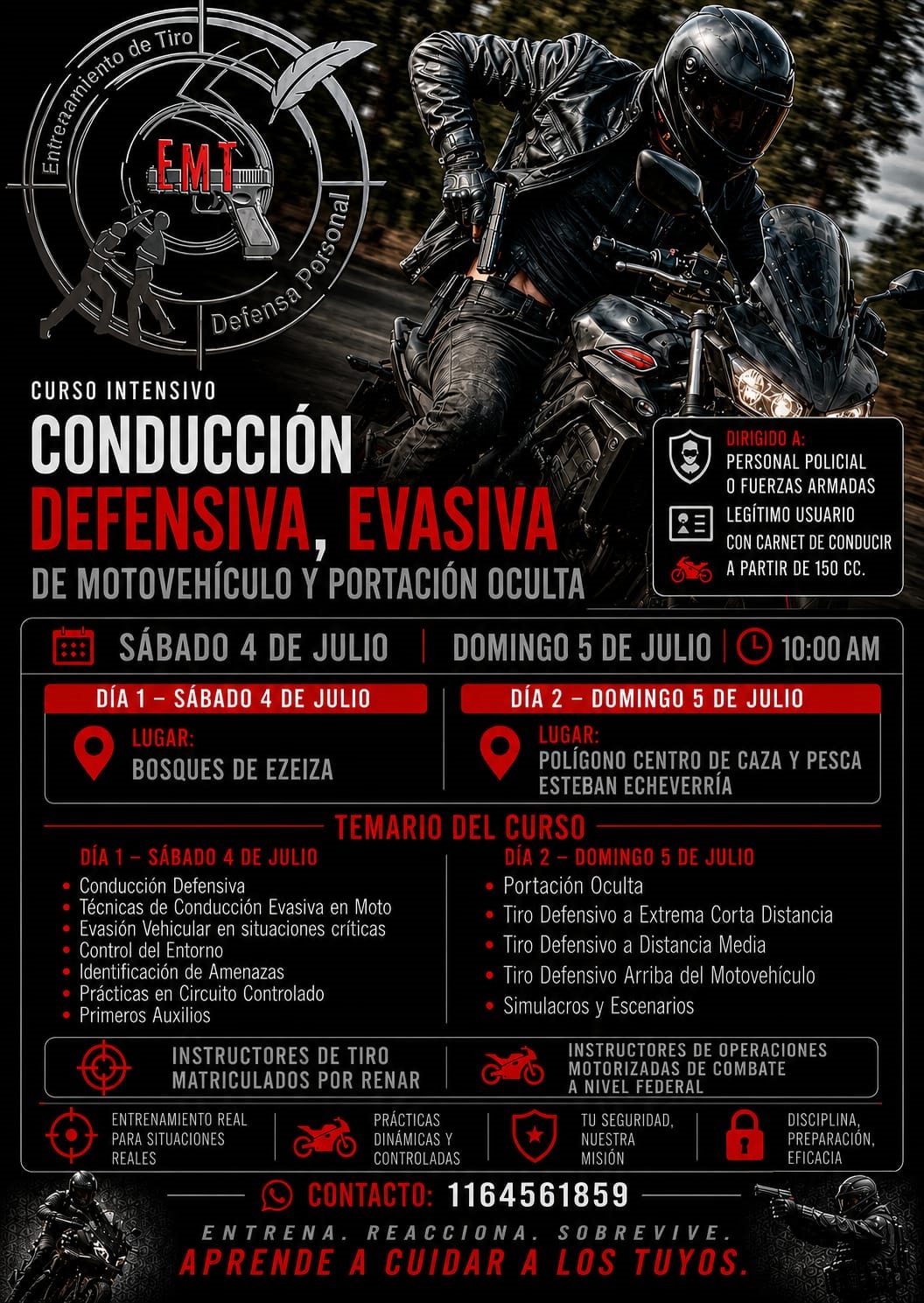 Curso de Conducción Defensiva ,evasiva de motovehiculo y portación oculta.